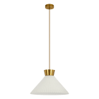 ROSSINI ILLUMINAZIONE - SOSPENSIONE ORO/VETRO BIANCO SATINATO PLISSETTATO E27 IP20 40CM