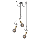 ROSSINI ILLUMINAZIONE - SOSPENSIONE 3 ELEMENTI NERA/OTTONE SATINATO E27 IP20