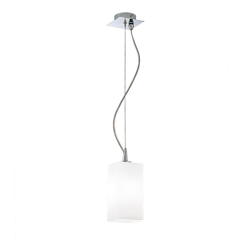 ROSSINI ILLUMINAZIONE - SOSPENSIONE CROMO/VETRO BIANCO SATINATO