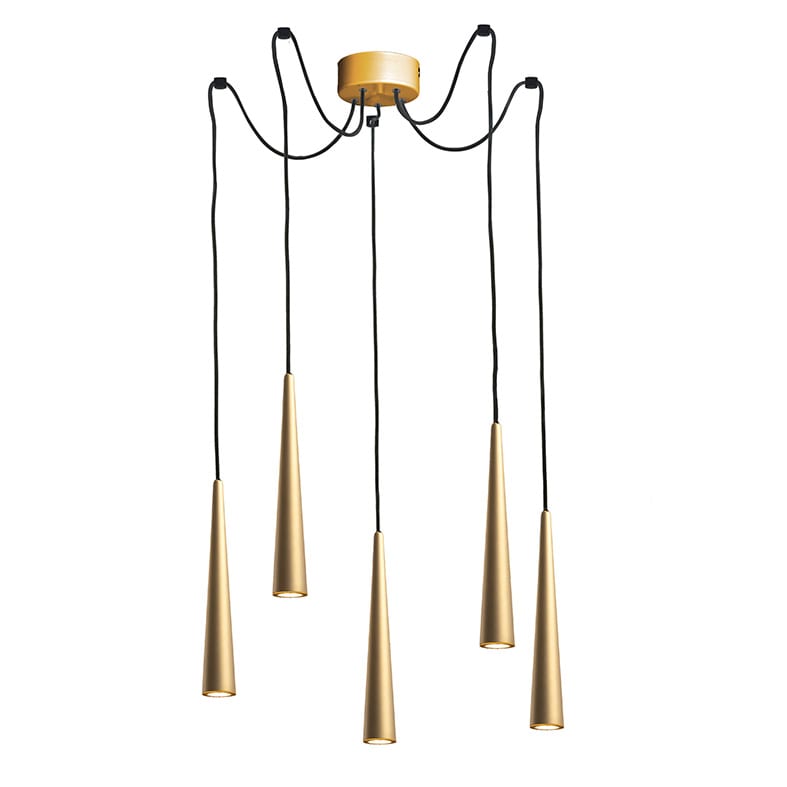 ROSSINI ILLUMINAZIONE - SOSPENSIONE 5 ELEMENTI OTTONE SATINATO G