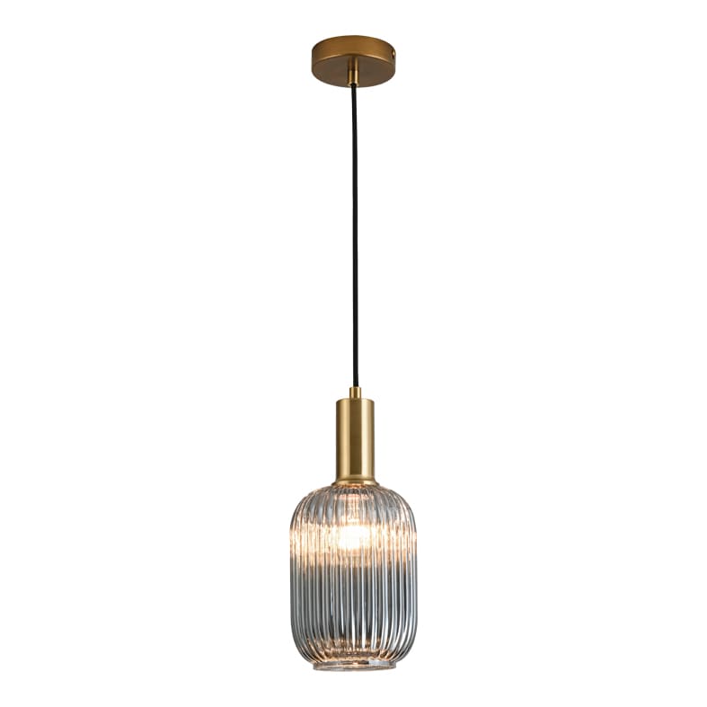 ROSSINI ILLUMINAZIONE - SOSPENSIONE BRONZO/VETRO GRIGIO E27 IP20
