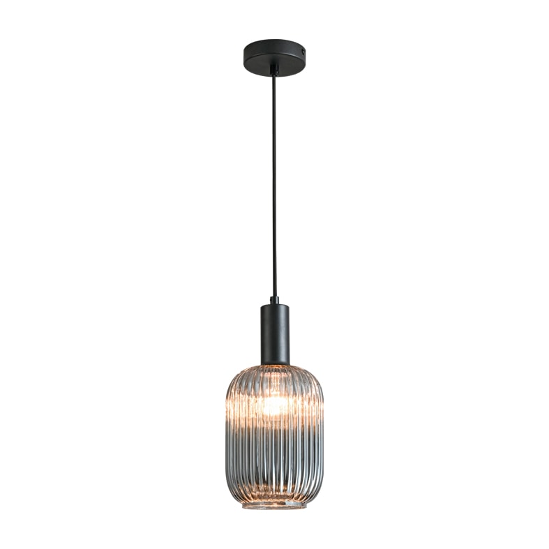 ROSSINI ILLUMINAZIONE - SOSPENSIONE NERA/VETRO GRIGIO E27 IP20 1 ANT001NGR
