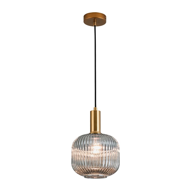 ROSSINI ILLUMINAZIONE - SOSPENSIONE BRONZO/VETRO GRIGIO E27 IP20 ANT002BZGR