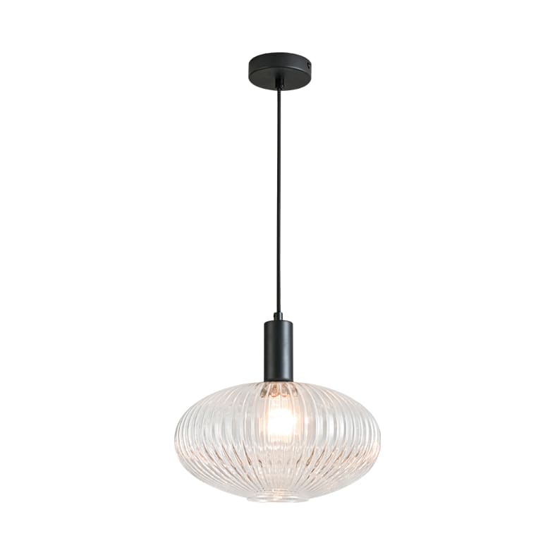 ROSSINI ILLUMINAZIONE - SOSPENSIONE NERA/VETRO CRISTALLO E27 IP2 ANT003NCRI