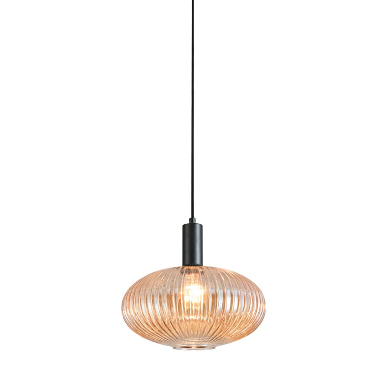 ROSSINI ILLUMINAZIONE - SOSPENSIONE NERA/VETRO AMBRA E27 IP20 30 ANT103NAM