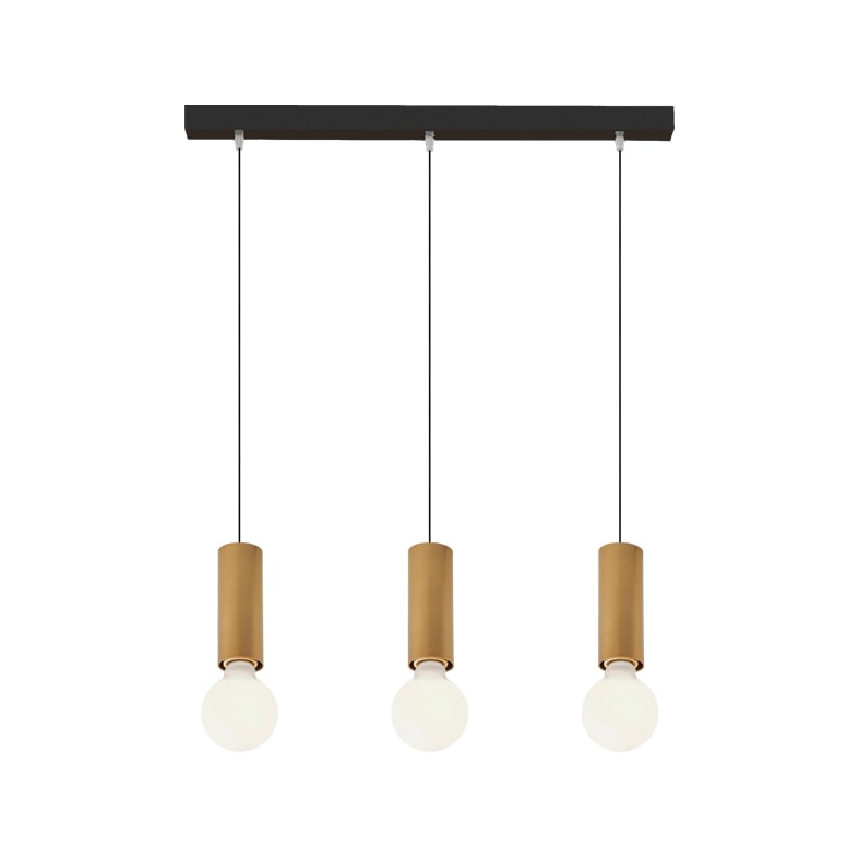 ROSSINI ILLUMINAZIONE - SOSPENSIONE 3 ELEMENTI LINEARE NERA/ORO