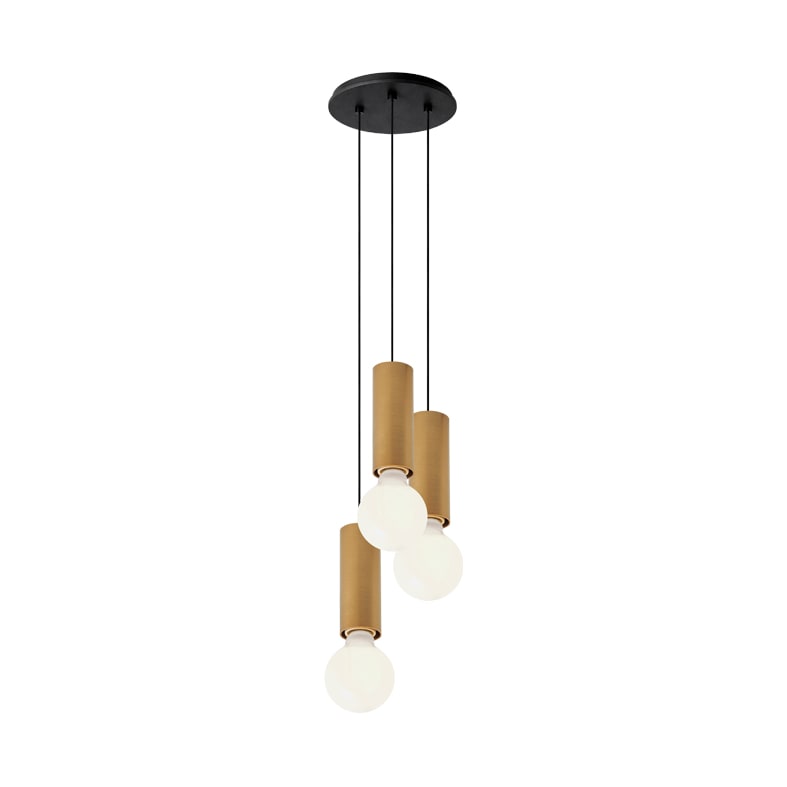 ROSSINI ILLUMINAZIONE - SOSPENSIONE 3 ELEMENTI TONDA NERA/ORO E2 AXI431NOR