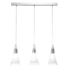 ROSSINI ILLUMINAZIONE - SOSPENSIONE 3 ELEMENTI LINEARE CROMO/VETRO BIANCO SATINATO E27 IP20
