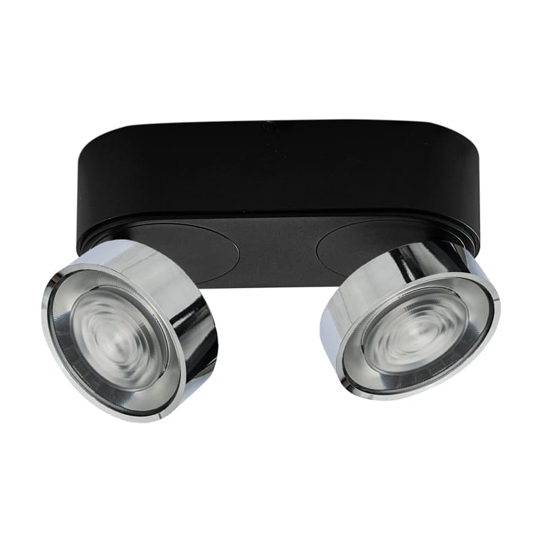 ROSSINI ILLUMINAZIONE - APPLIQUE/PLAFONIERA NERO/CROMO LED 2X6,4