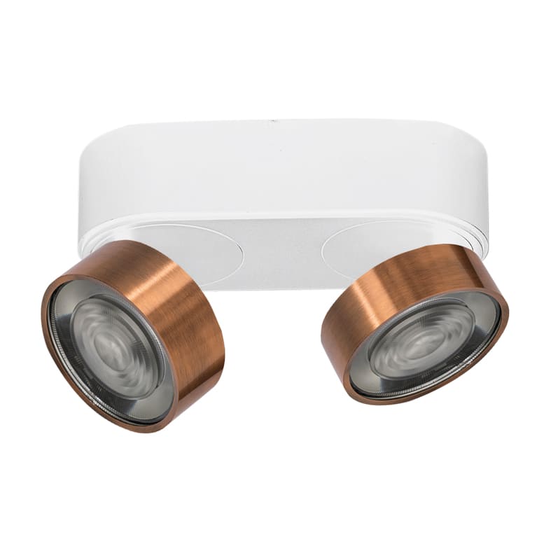 ROSSINI ILLUMINAZIONE - APPLIQUE/PLAFONIERA BIANCO/RAME LED 2X6, HOL150RA