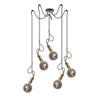 ROSSINI ILLUMINAZIONE - SOSPENSIONE 5 ELEMENTI NERA/OTTONE SATINATO E27 IP20 KAR005NOTS