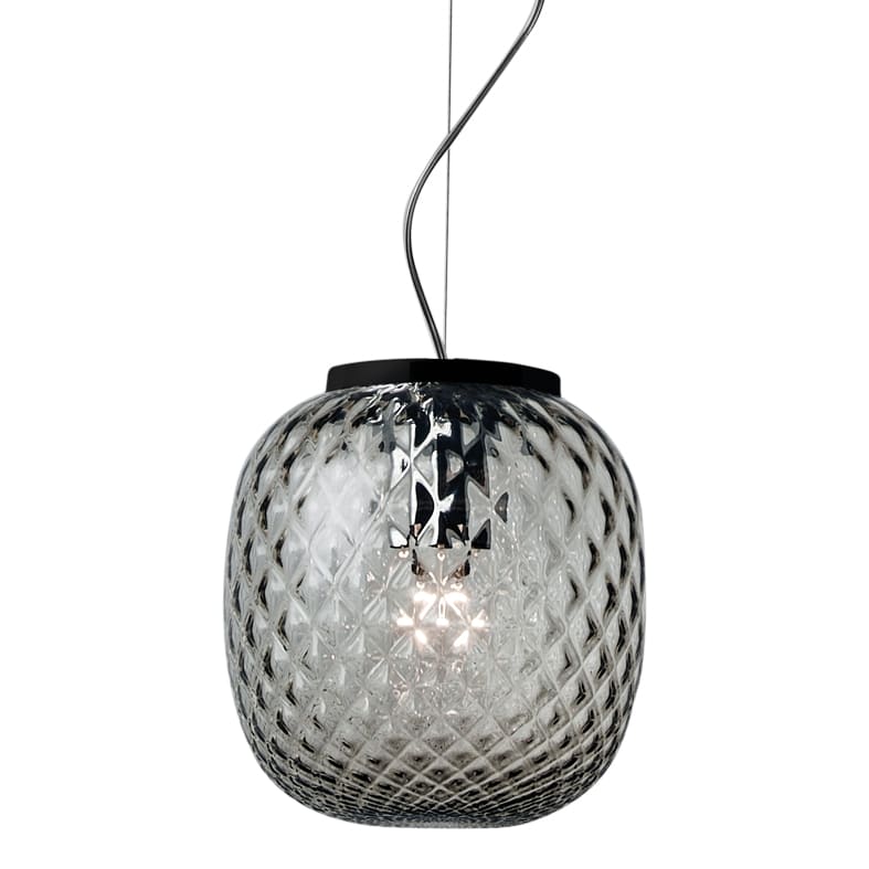 ROSSINI ILLUMINAZIONE - SOSPENSIONE NERA IN VETRO BALLOTON FUME' OBA201NFU