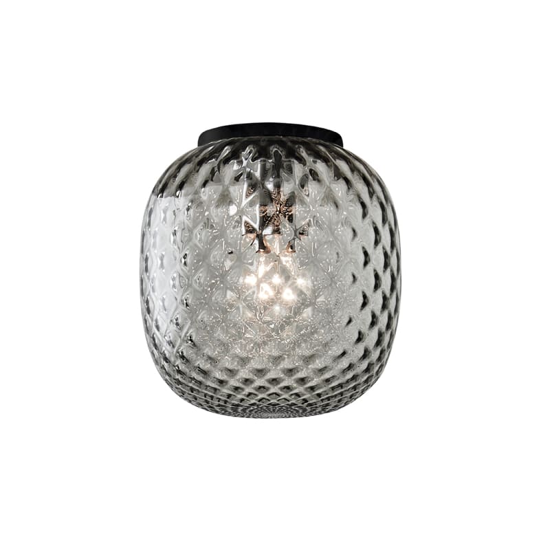 ROSSINI ILLUMINAZIONE - PLAFONIERA NERA IN VETRO BALLOTON FUME' OBA202NFU