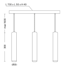 ROSSINI ILLUMINAZIONE - SOSPENSIONE 3 ELEMENTI LINEARE NERA/TITANIO LED 3X12W 3000K CRI90