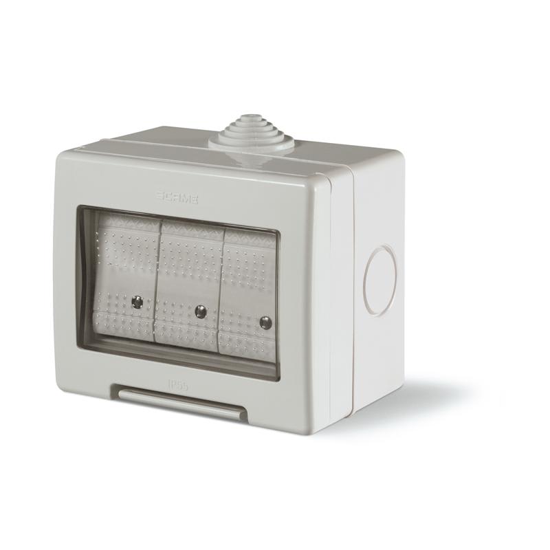 SCAME PARRE - CONT.IP55 3 MOD.+ 3 INT.16A UNIP.