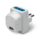 SCAME PARRE - ADATT.BLUELINE USB+2 PR. 2P+T 10A-BIANCO