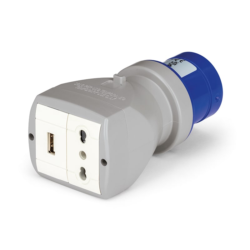 SCAME PARRE - ADATT.IEC309-DOMESTICO BIVALENTE + USB