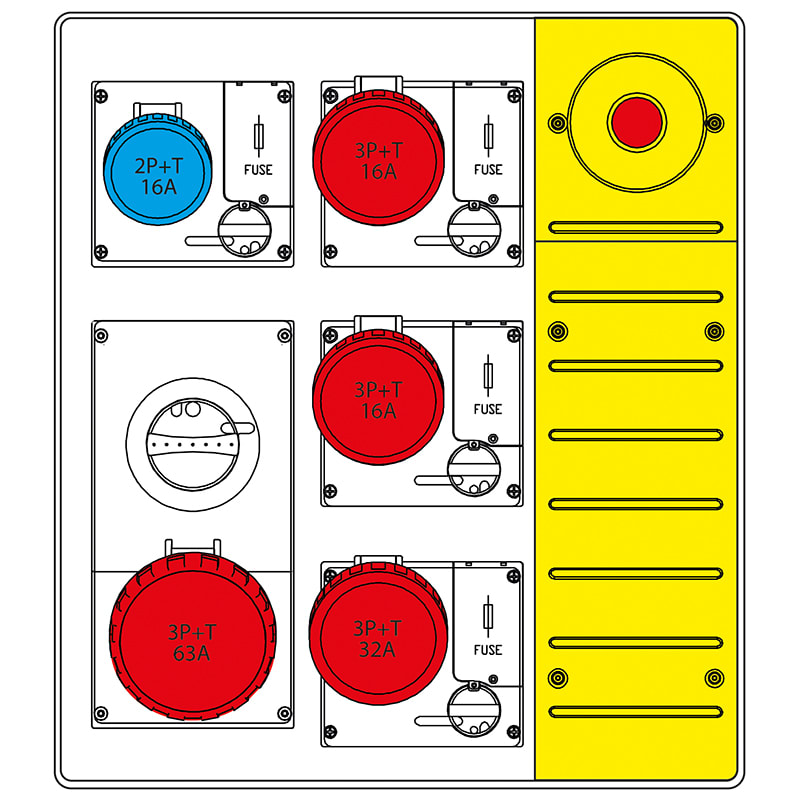 SCAME PARRE - MBOX3 S/PORTA PR.OMNIA C/FUS+63A +EMERG.