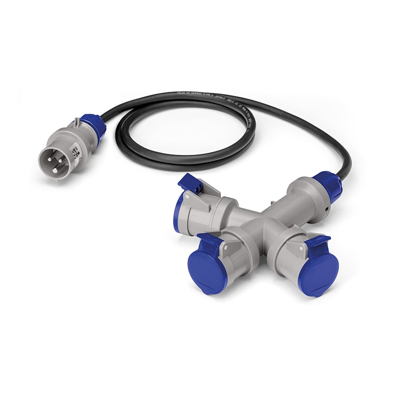 SCAME PARRE - ADATTATORE 3X2P+T 220V 16A IP44 CAVO 5M