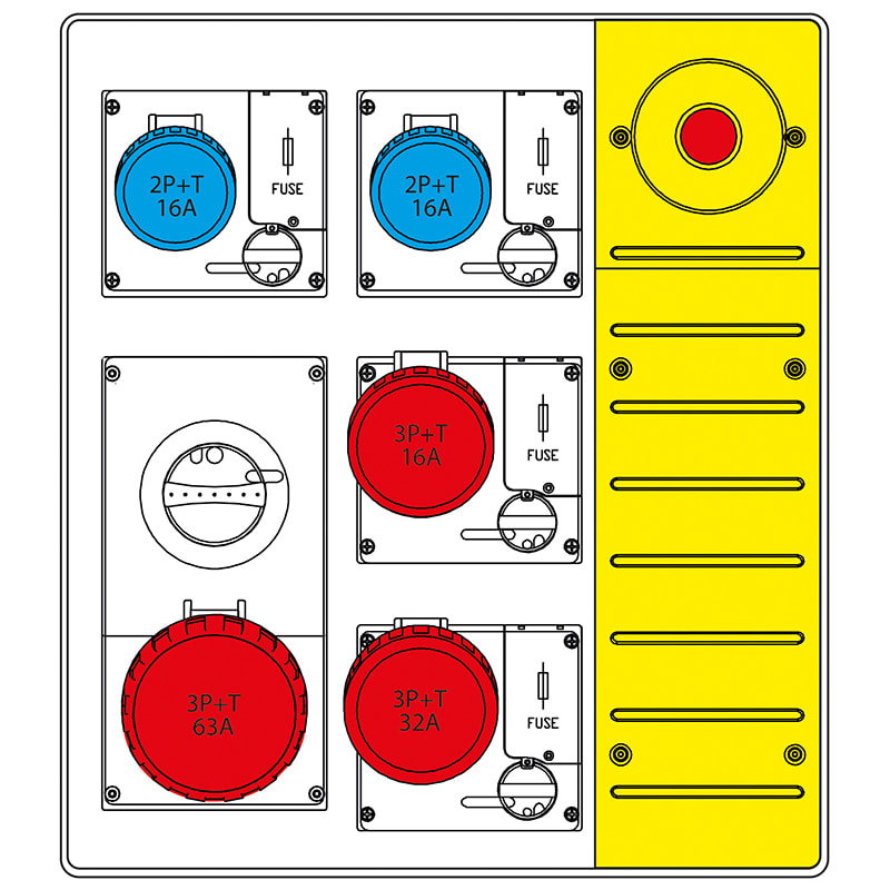 SCAME PARRE - MBOX3 S/PORTA PR.OMNIA C/FUS+63A +EMERG. 657.5935-038