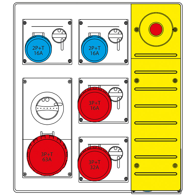 SCAME PARRE - MBOX3 S/PORTA PR.OMNIA S/FUS+63A +EMERG. 657.7935-017
