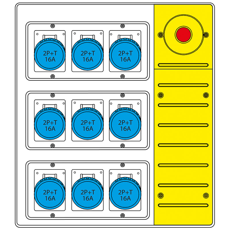SCAME PARRE - MBOX3 CON SPINA+EMERGENZA PR.IEC309 657.8839-825