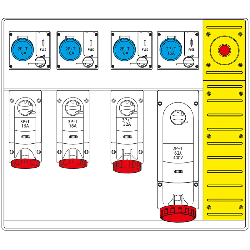 SCAME PARRE - MBOX5 MORSETTIERA+EMERGENZA PRESE C/FUS.