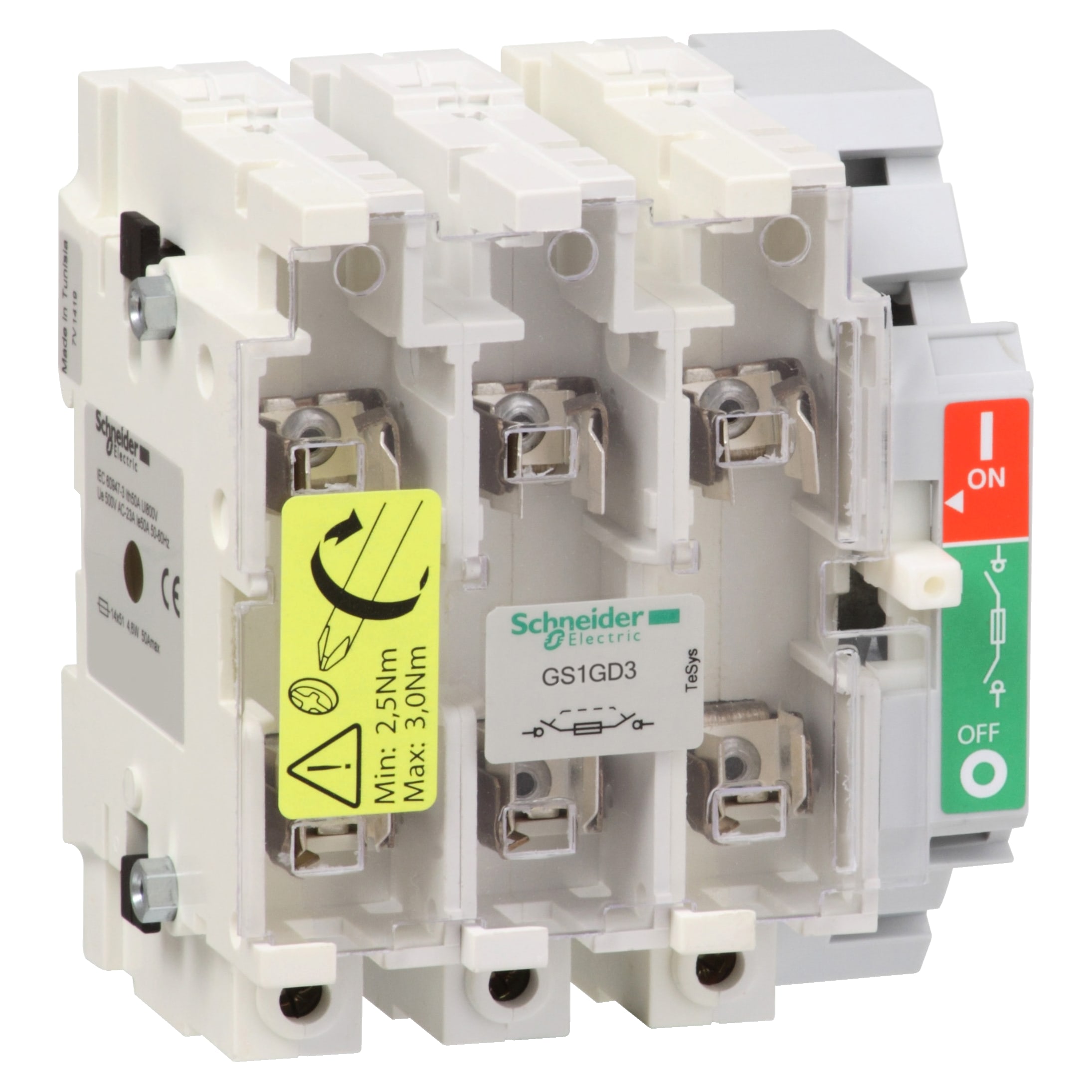 SCHNEIDER ELECTRIC - Corpo int. sez. con fusibile GS1 - TeSys GS - 3 poli - DIN - 63 A