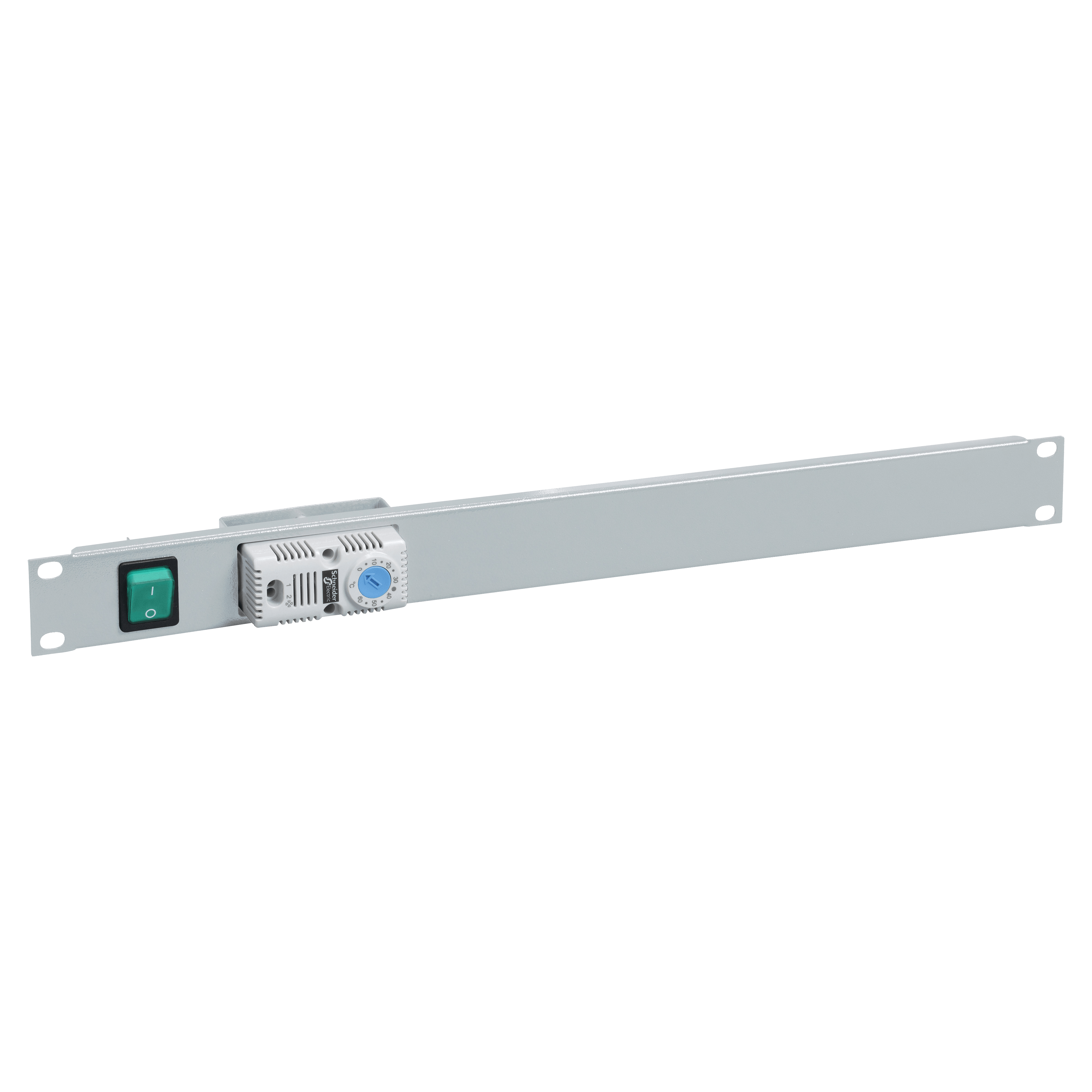 SCHNEIDER ELECTRIC - Piastra frontale 19'' 1U con interruttore e termostato per ventilazione RAL 7016
