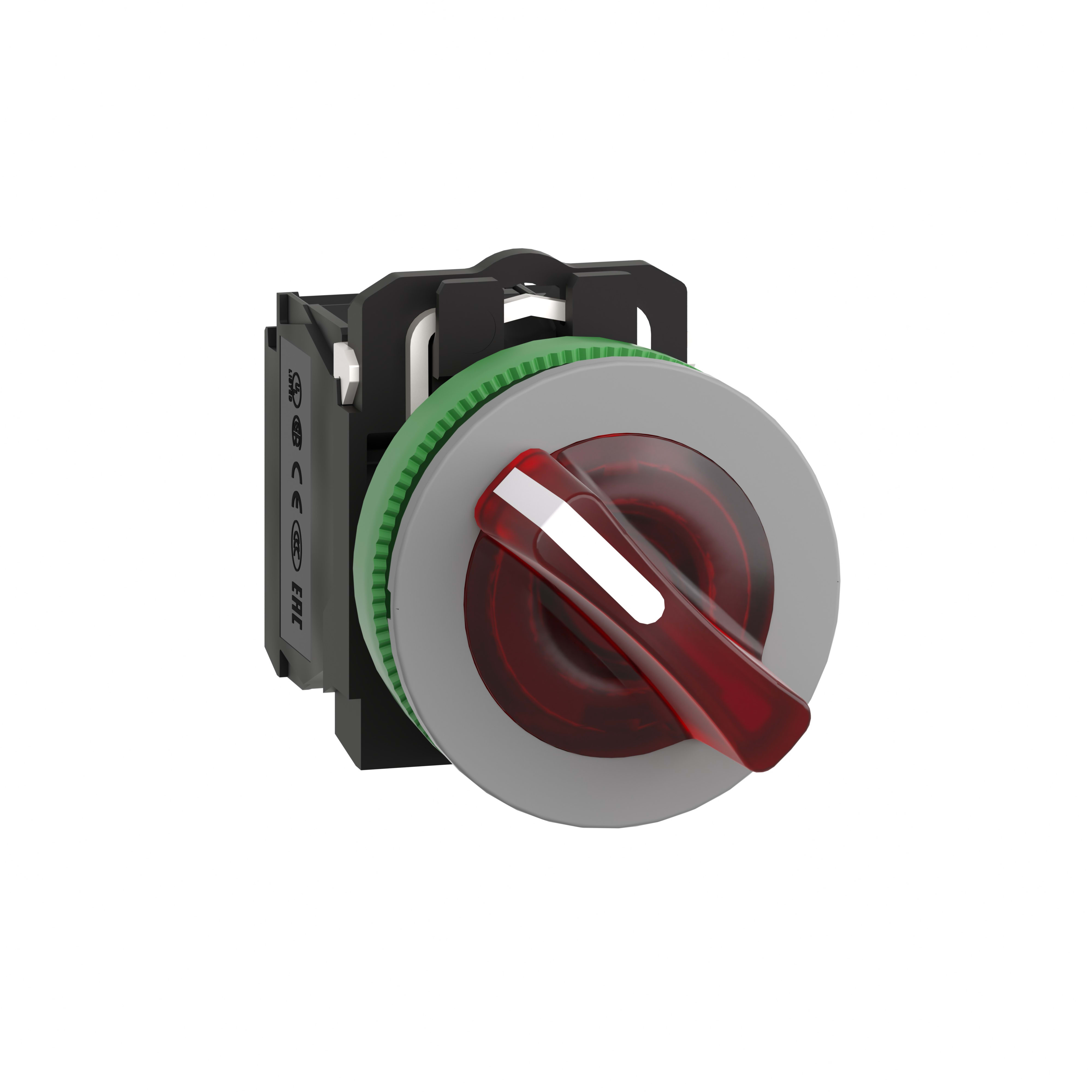SCHNEIDER ELECTRIC - Selettore luminoso rosso 2 posizioni.- filopannello - 24Vac/dc - ghiera grigia - Ø30 - LED universale - NO+NC