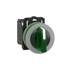 SCHNEIDER ELECTRIC - Selettore luminoso verde 3 posizioni.- filopannello - 230Vac - ghiera grigia - Ø30 - LED universale - NO+NC