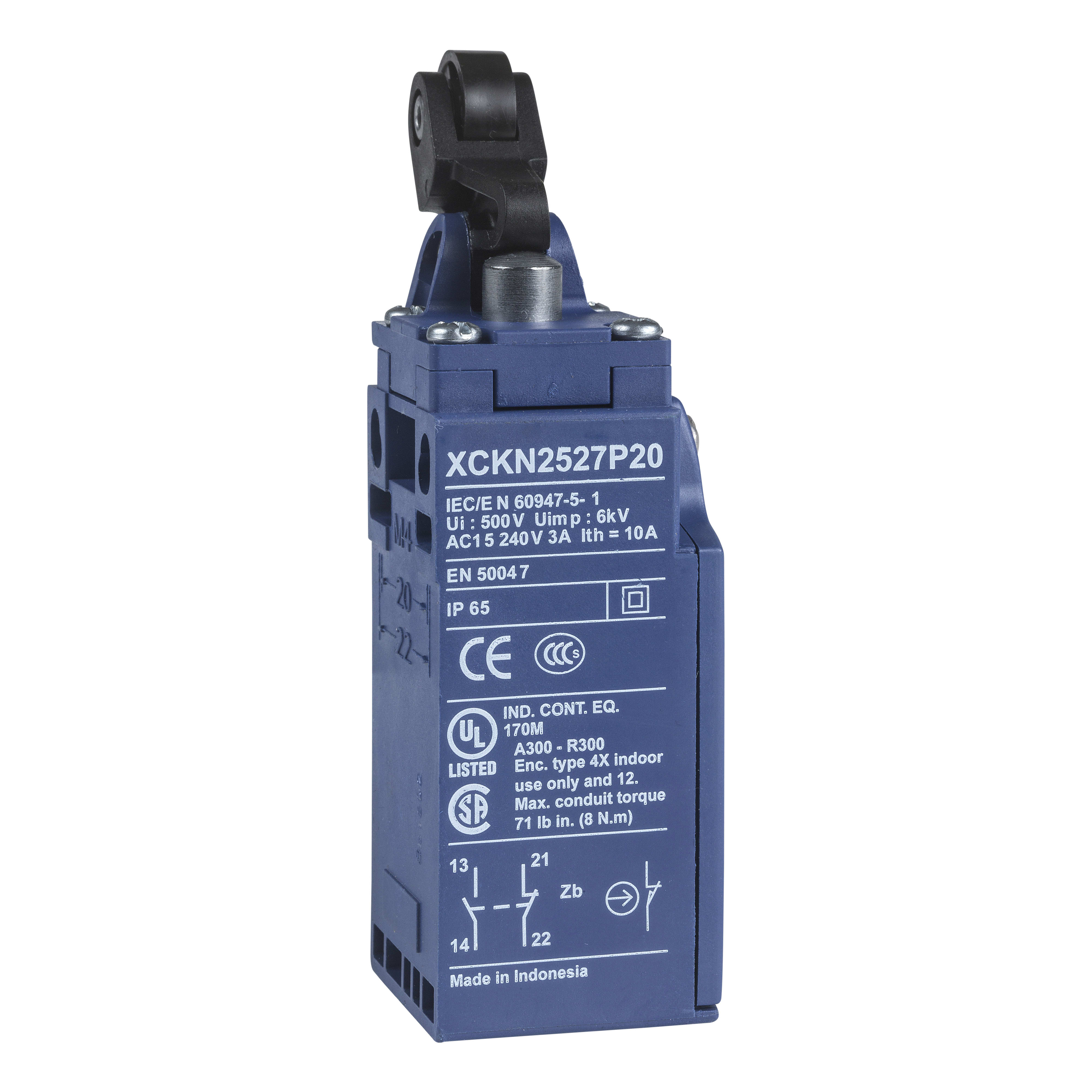TELEMECANIQUE SENSOR - LEVA ROTELLA PLASTICA-1NC+1NO-LENTO-M20