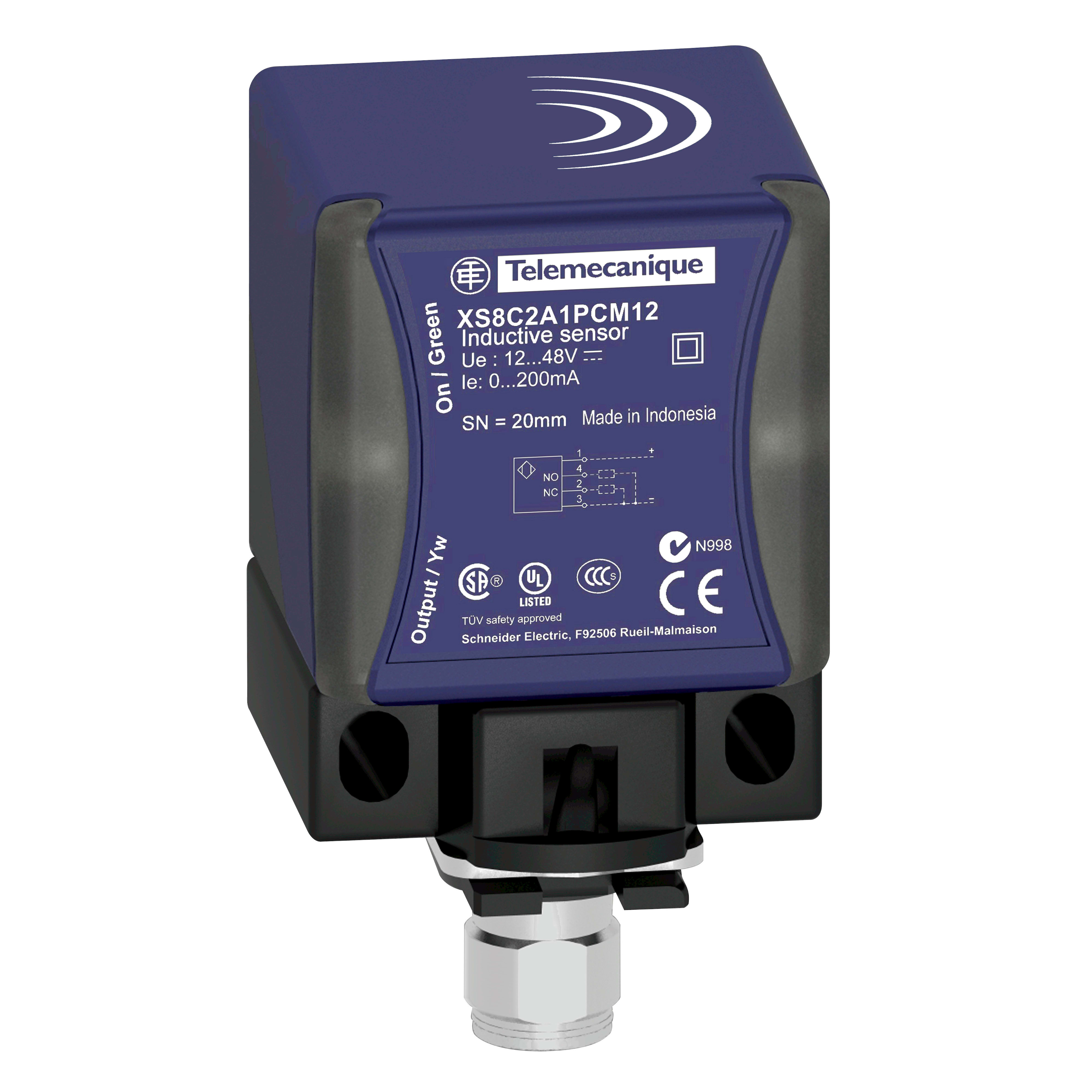 TELEMECANIQUE SENSOR - 40X40 DC NO 2FIL SN 20MM M12