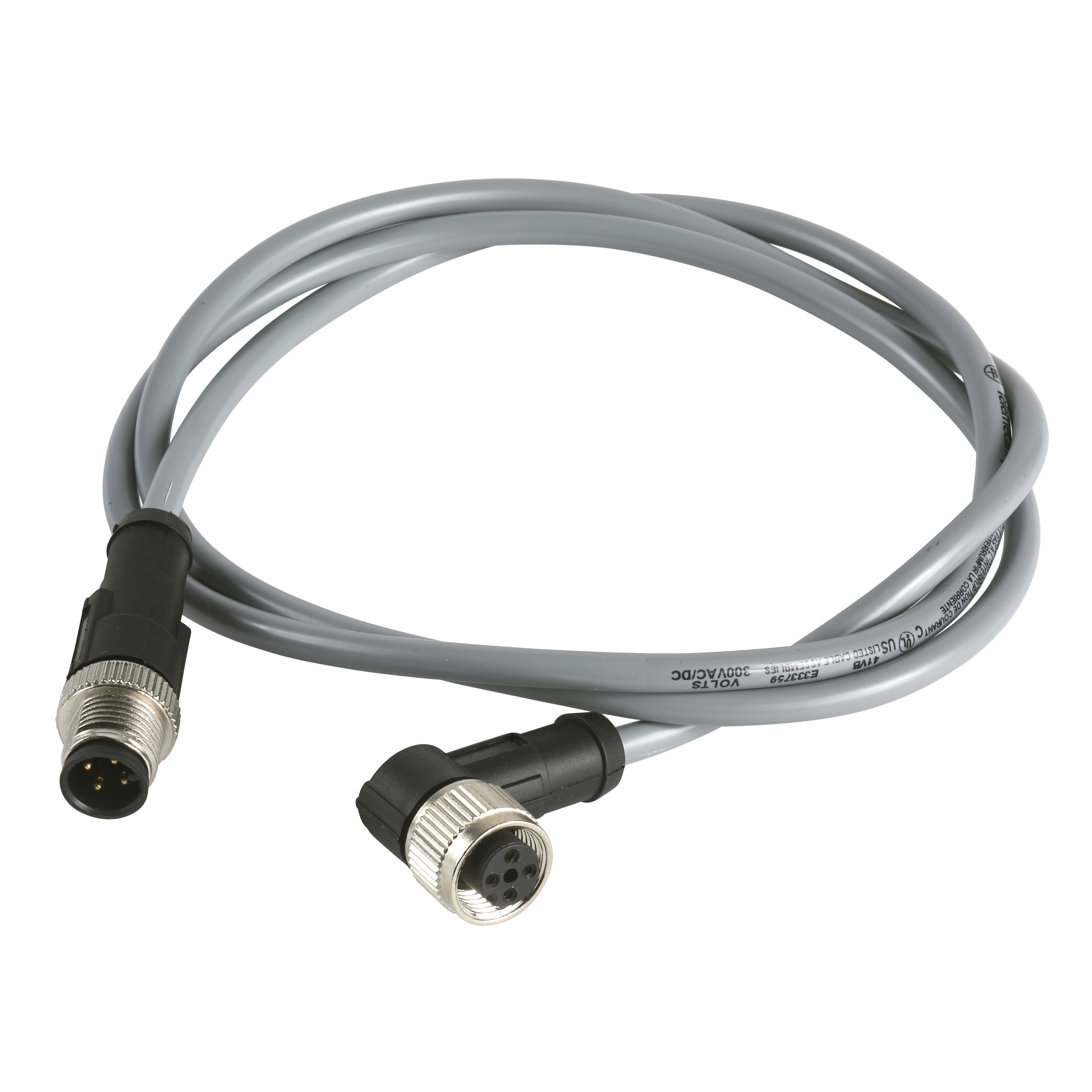 TELEMECANIQUE SENSOR - PVC 4 FIL M12 MASC FEMM 90G 1M