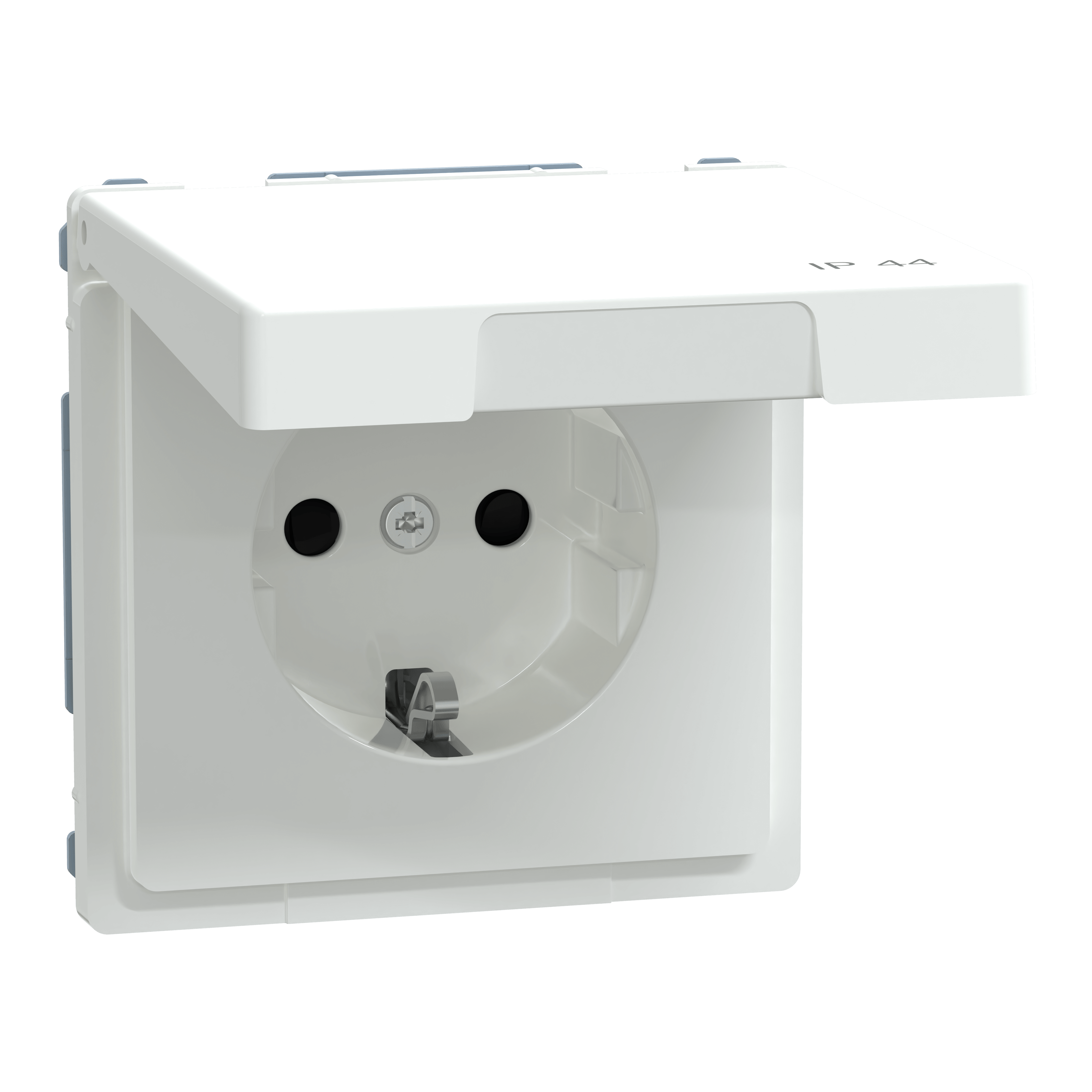 SCHNEIDER ELECTRIC - Presa SCHUKO sportello fless, IP44, protez, senza vite, bianco loto, Syst Design
