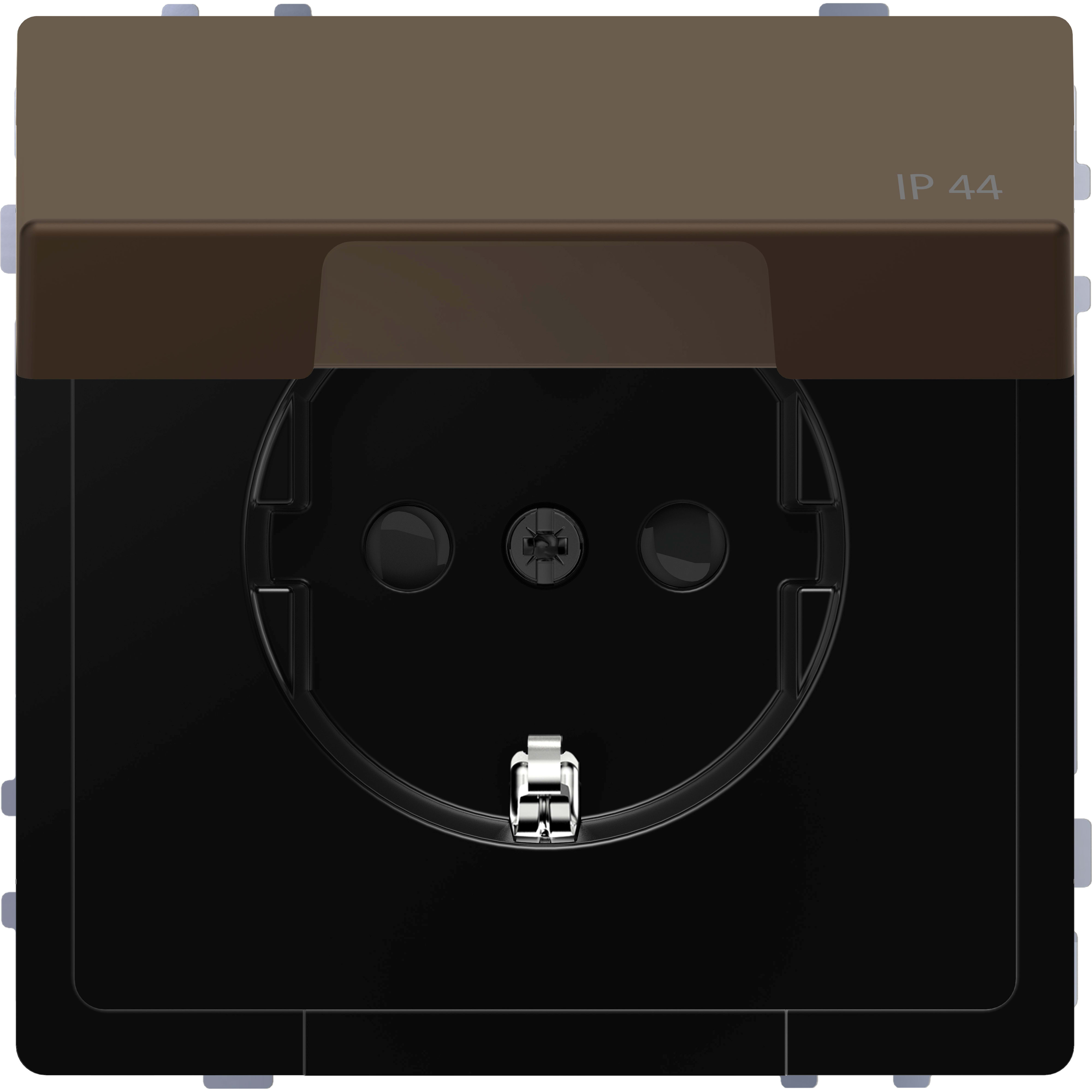 SCHNEIDER ELECTRIC - SCHUKO sock.-out. w. hng.lid, IP44, shut., screwl. term.,mocca metallic,Sys.Des.