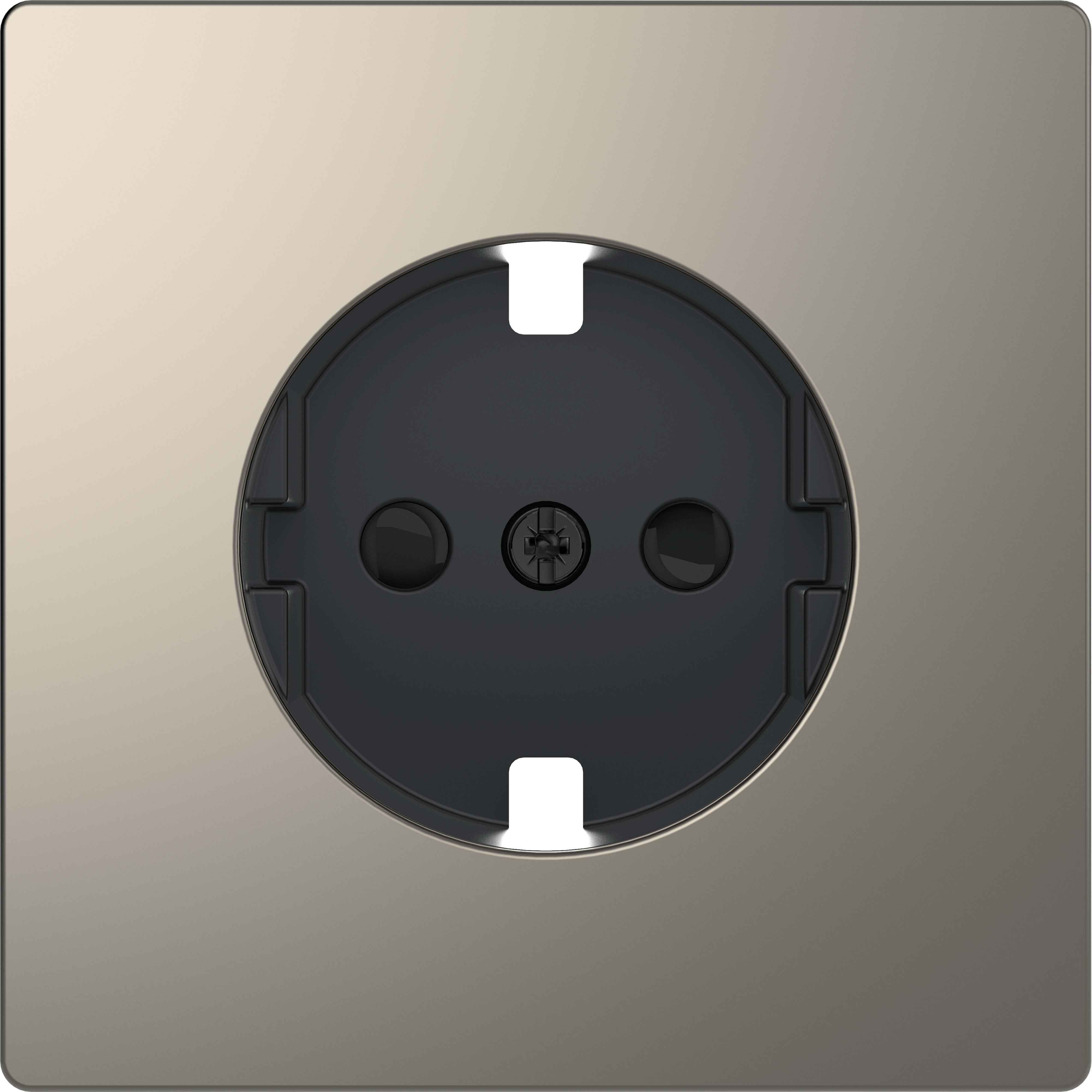 SCHNEIDER ELECTRIC - Placca centrale per presa SCHUKO, protezione, nickel, System Design