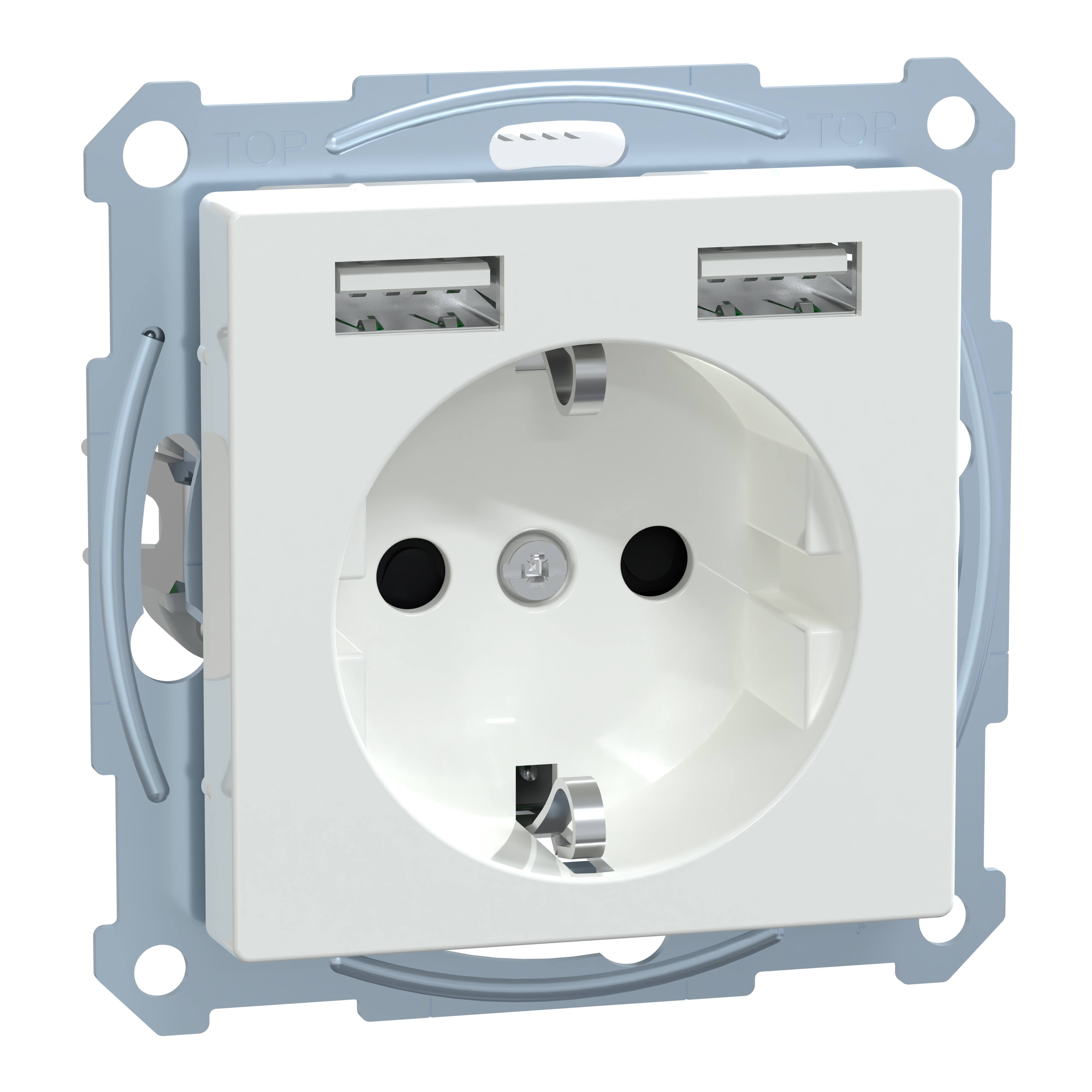 SCHNEIDER ELECTRIC - Merten - USB charger + schuko socket-outlet - 2.4A 16A - active white