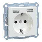 SCHNEIDER ELECTRIC - Merten - USB charger + schuko socket-outlet - 2.4A 16A - active white