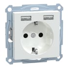 SCHNEIDER ELECTRIC - Merten - USB charger + schuko socket-outlet - 2.4A 16A - active white