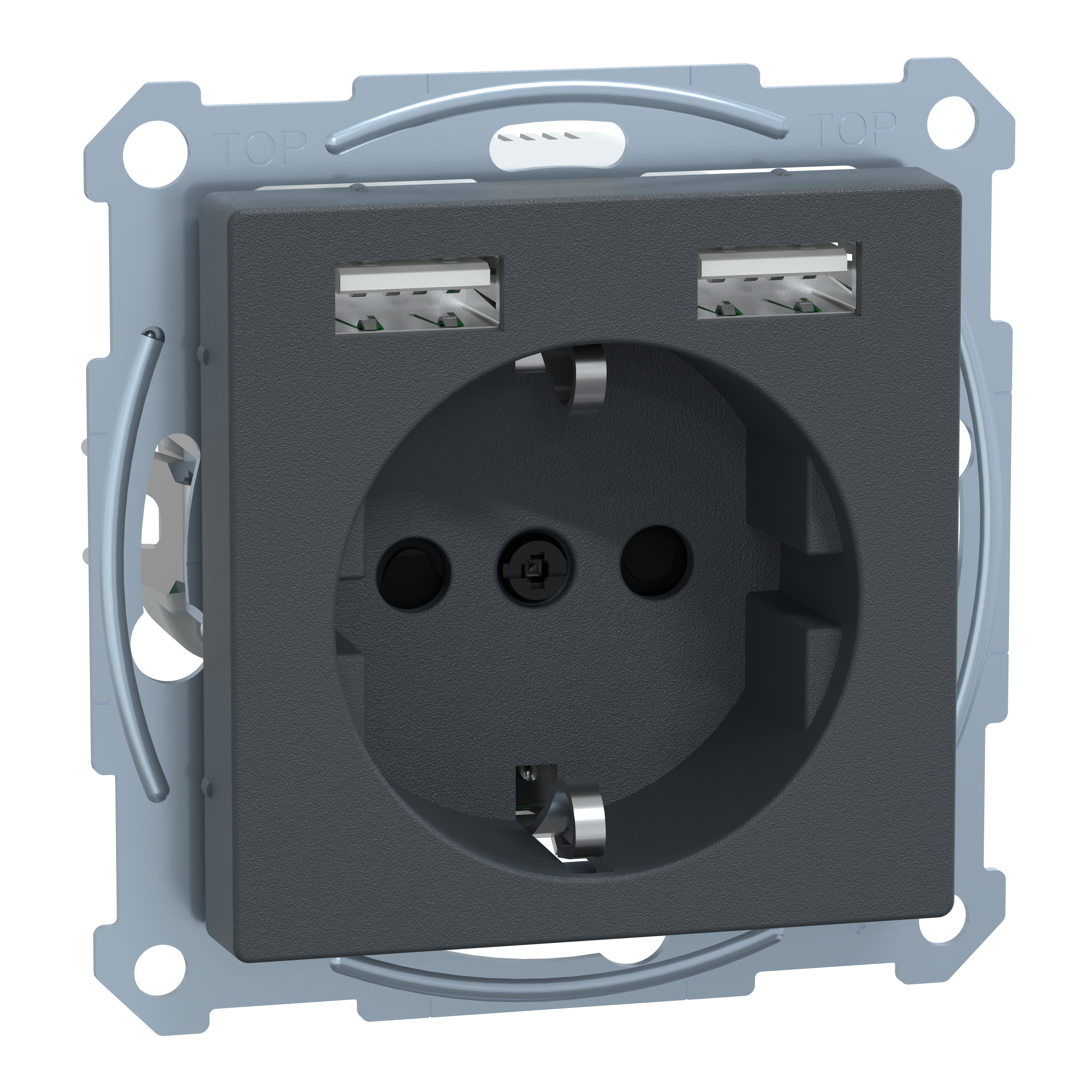 SCHNEIDER ELECTRIC - Merten - USB charger + schuko socket-outlet - 2.4A 16A - anthracite