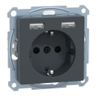 SCHNEIDER ELECTRIC - Merten - USB charger + schuko socket-outlet - 2.4A 16A - anthracite