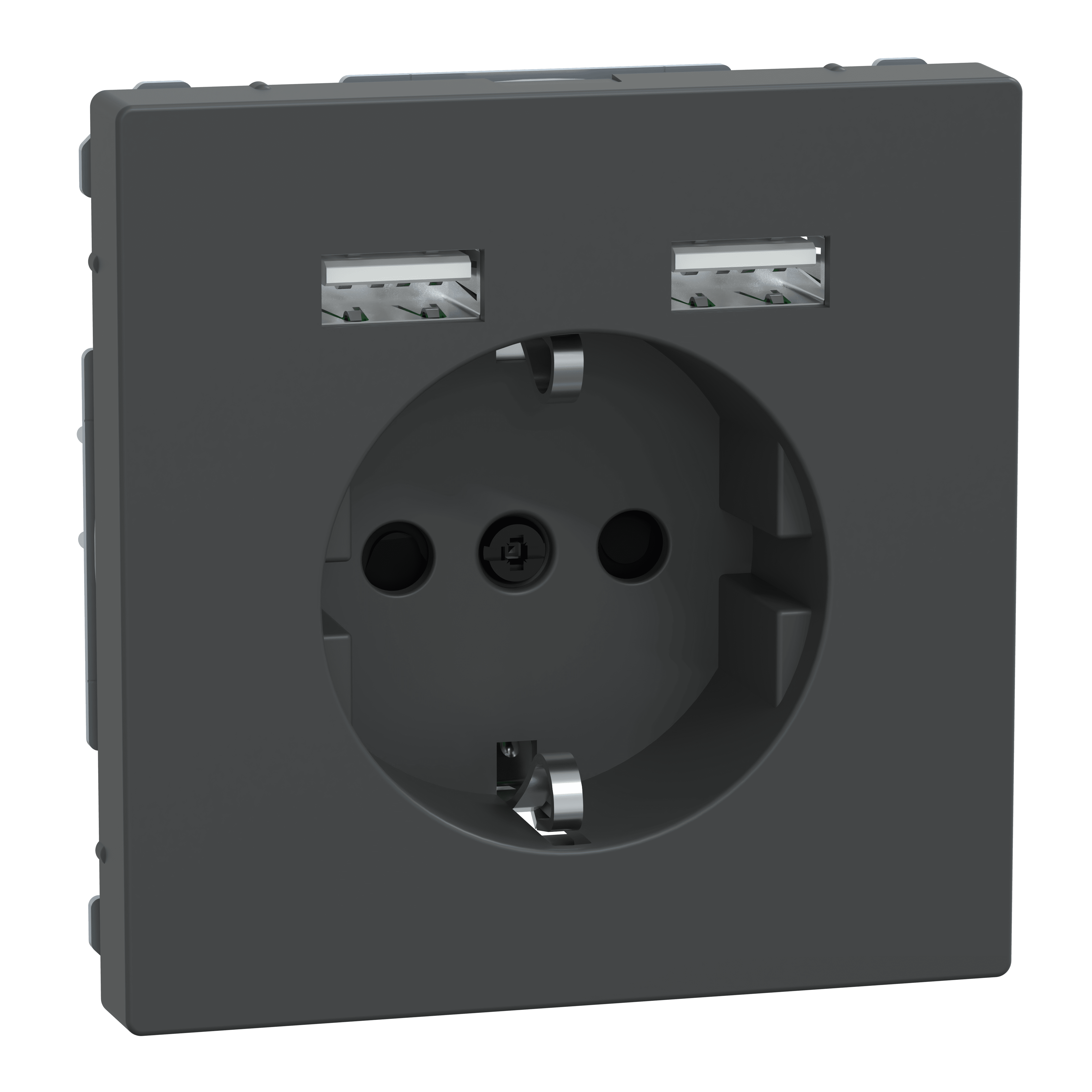 SCHNEIDER ELECTRIC - Merten - USB charger + schuko socket-outlet - 2.4A 16A - anthracite