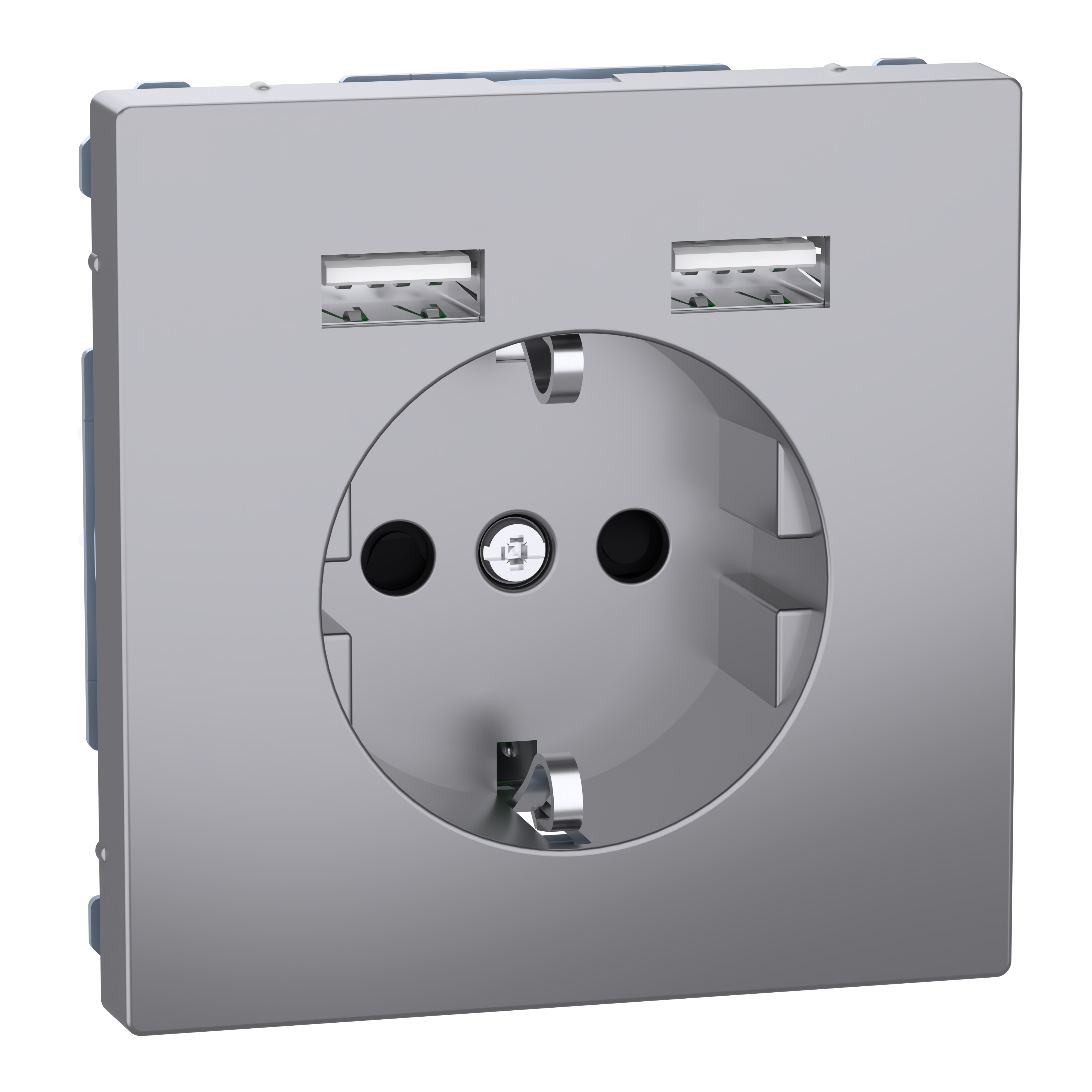 SCHNEIDER ELECTRIC - Merten - USB charger + schuko socket-outlet - 2.4A 16A - stainless steel