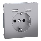 SCHNEIDER ELECTRIC - Merten - USB charger + schuko socket-outlet - 2.4A 16A - stainless steel