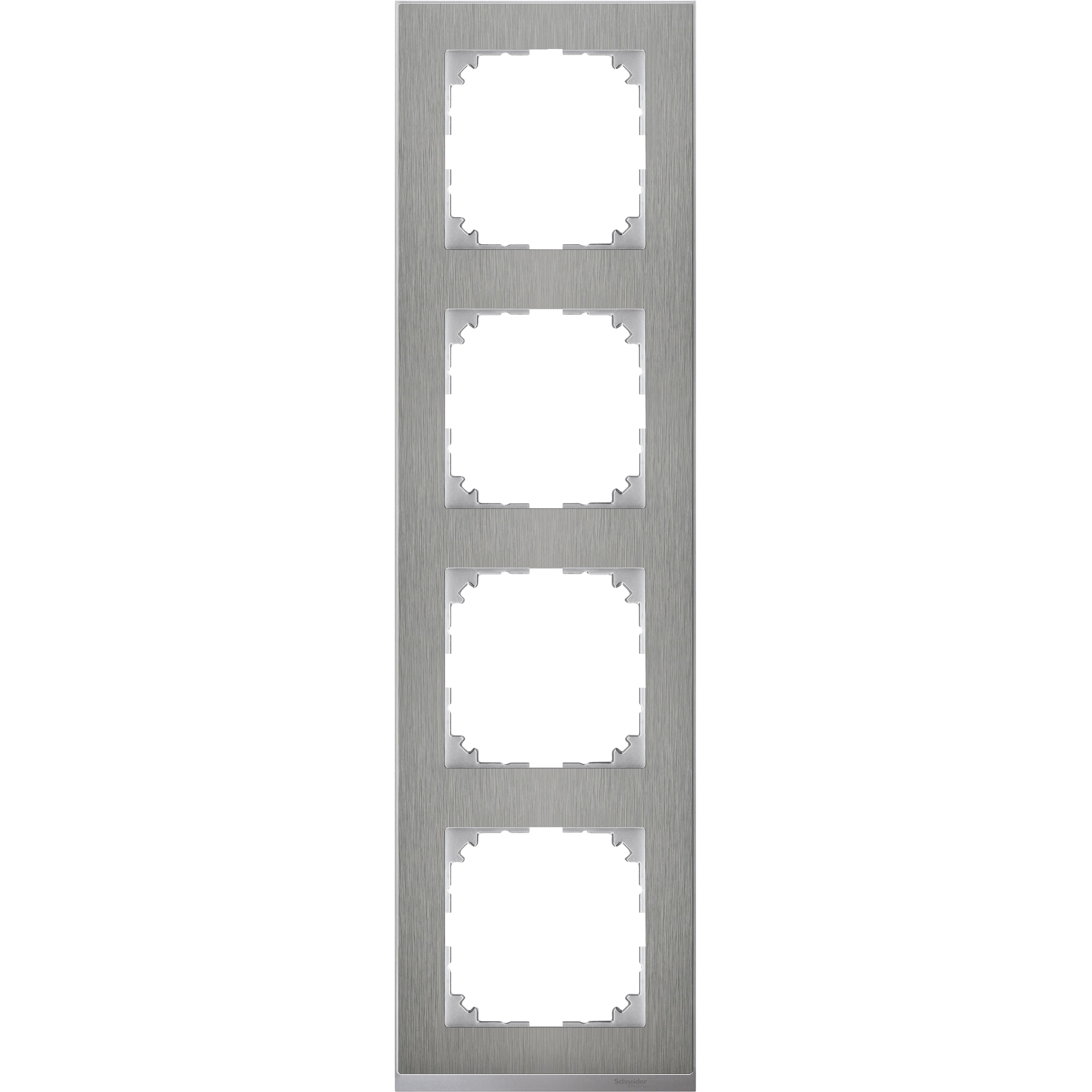 SCHNEIDER ELECTRIC - Cornice M-Pure Decor, quadrupla, acciaio inox
