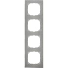 SCHNEIDER ELECTRIC - Cornice M-Pure Decor, quadrupla, acciaio inox