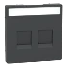 SCHNEIDER ELECTRIC - Piastra conn mod, 2 slot, etich, serr antipolvere, antracite, System Design