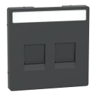 SCHNEIDER ELECTRIC - Piastra conn mod, 2 slot, etich, serr antipolvere, antracite, System Design