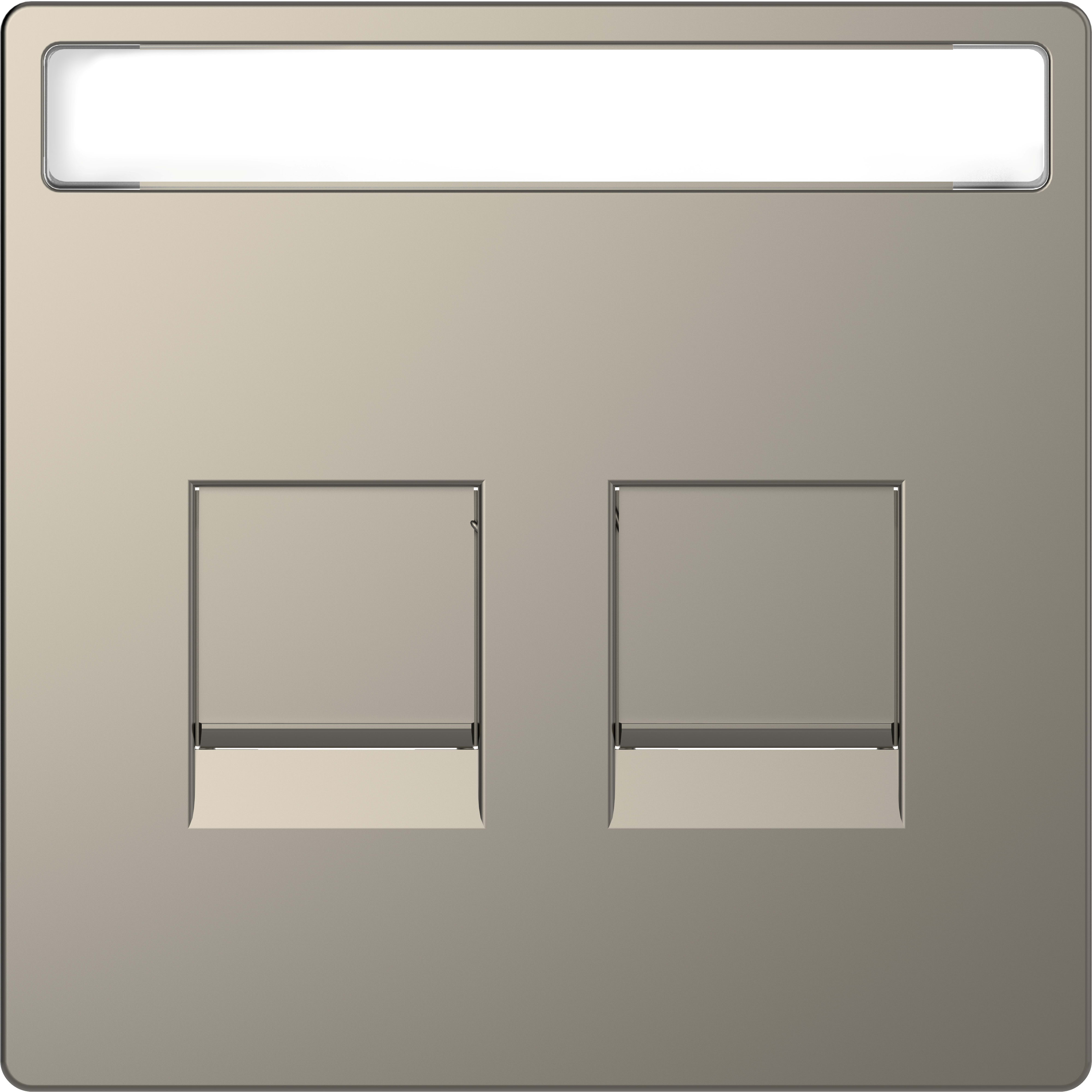 SCHNEIDER ELECTRIC - Piastra conn mod, 2 slot, etich, serr antipolvere, nickel, System Design
